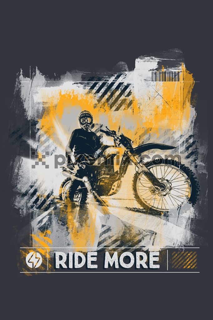 Abstract brush stroke with biker product graphic