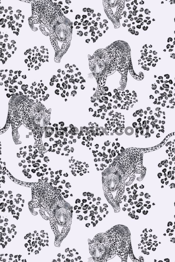 Lineart leopard and animal skin product graphic with seamless repeat pattern