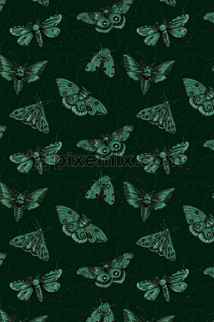 Doodle insects product graphic with seamless repeat pattern