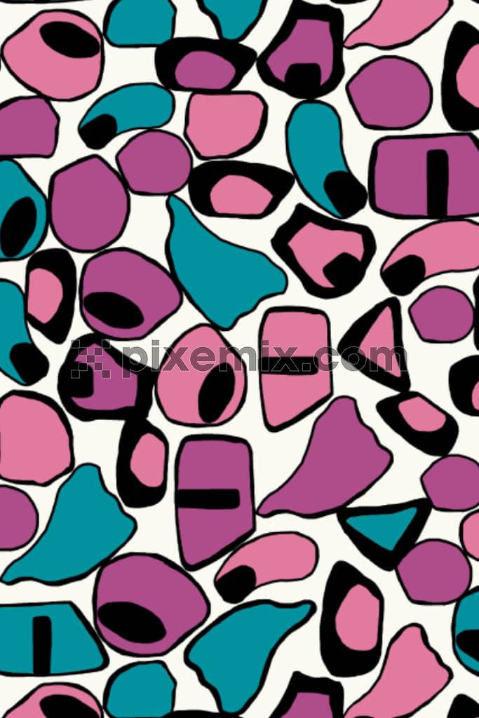 Abstract geometric shapes product graphic with seamless repeat pattern