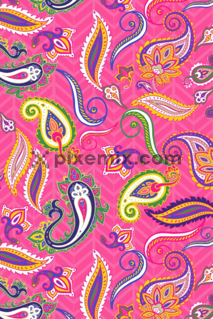 Paisley art product graphic with seamess repeat pattern