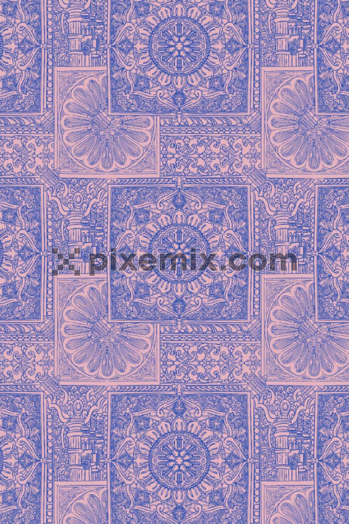 Indian motif product graphic with seamless repeat pattern