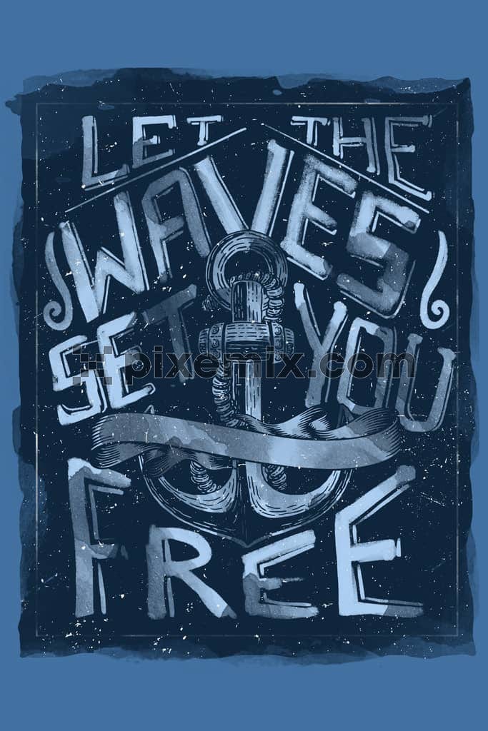 Nautical art inspired abstract typography product graphic