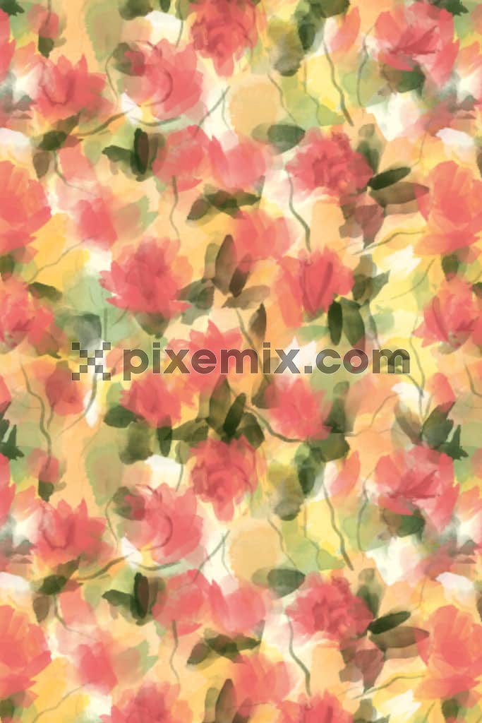 Hazy florals product graphic with seamless repeat pattern