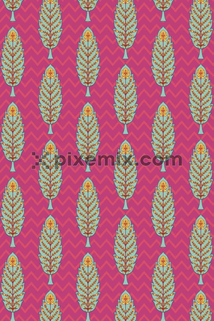 Abstract stripe and florals product graphic with seamless repeat pattern