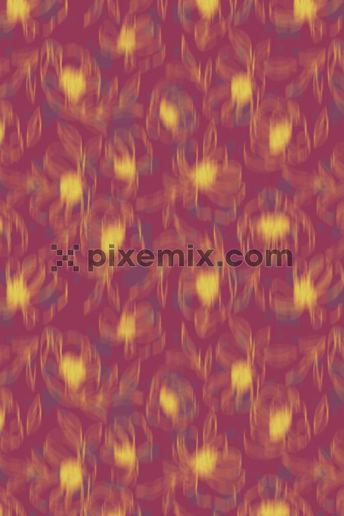 Hazy florals art product graphic with seamless repeat pattern