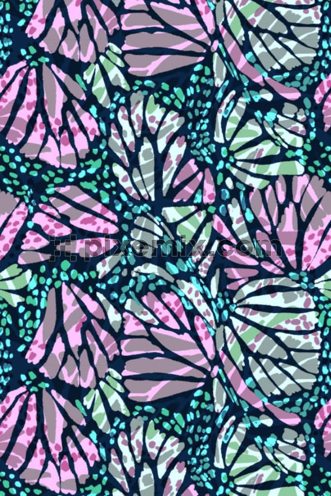 Watercolor art inspired butterfly wings product graphic with seamless repeat pattern