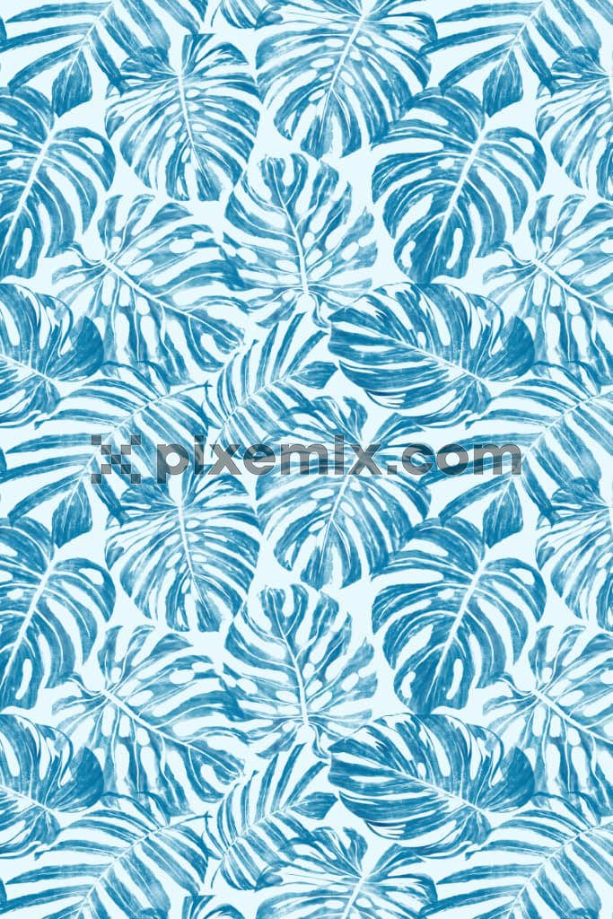 Tropical leaves product graphic with seamless repeat pattern