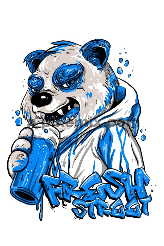 Street graffiti inspired ddoodle bear and typography product graphic