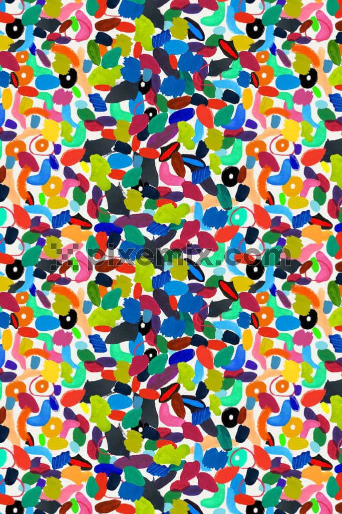 Cooorful abstract shapes product graphic with seamless repeat pattern