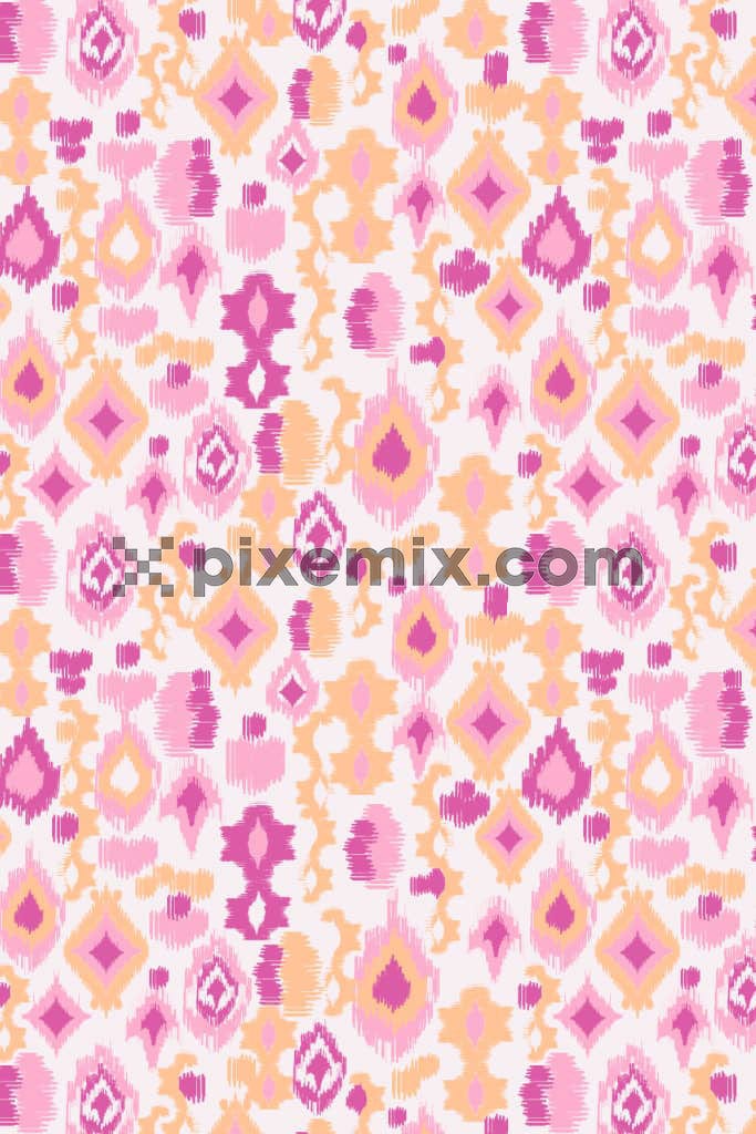 Abstract ikkat art product graphic with sealess repeat pattern