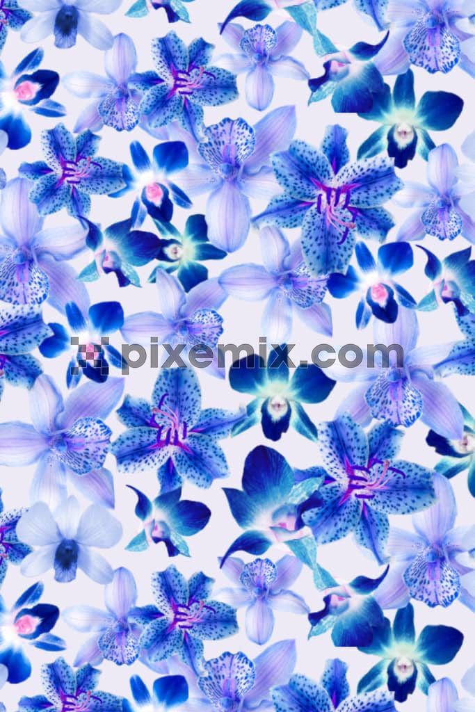 Digital florals art product graphic with seamless repeat pattern