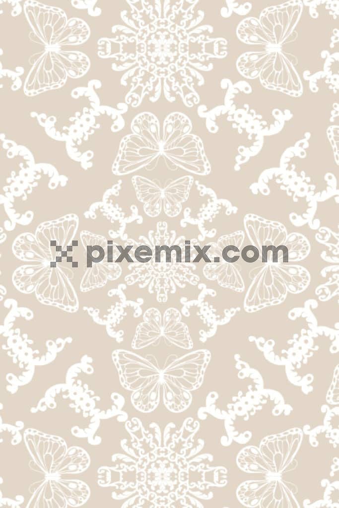 Vector butterfly product graphic with seamless repeat pattern