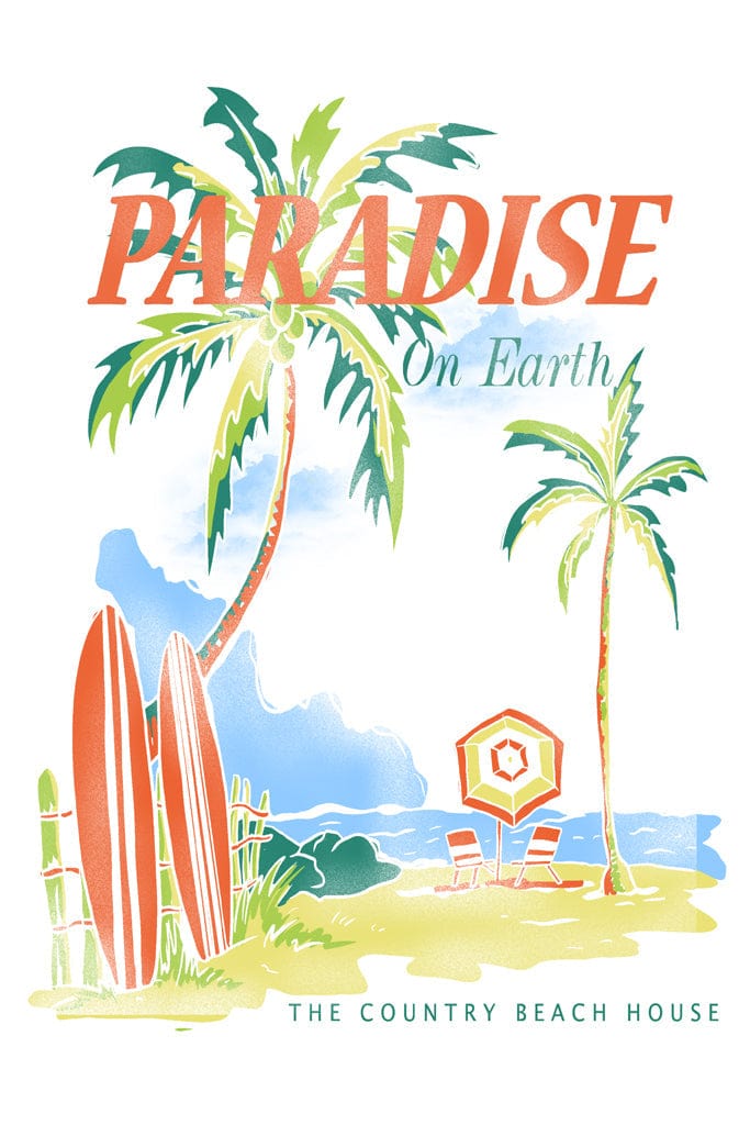 Watercolor art inspired beach holiday product graphic