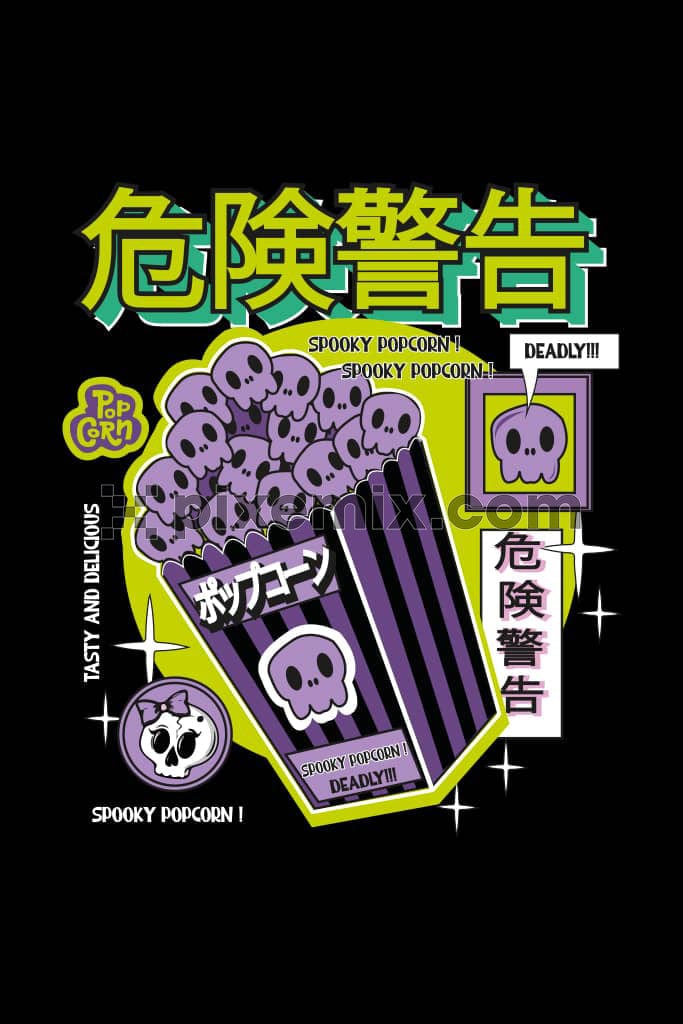 Spook popcorn with oriental calligraphy product graphic