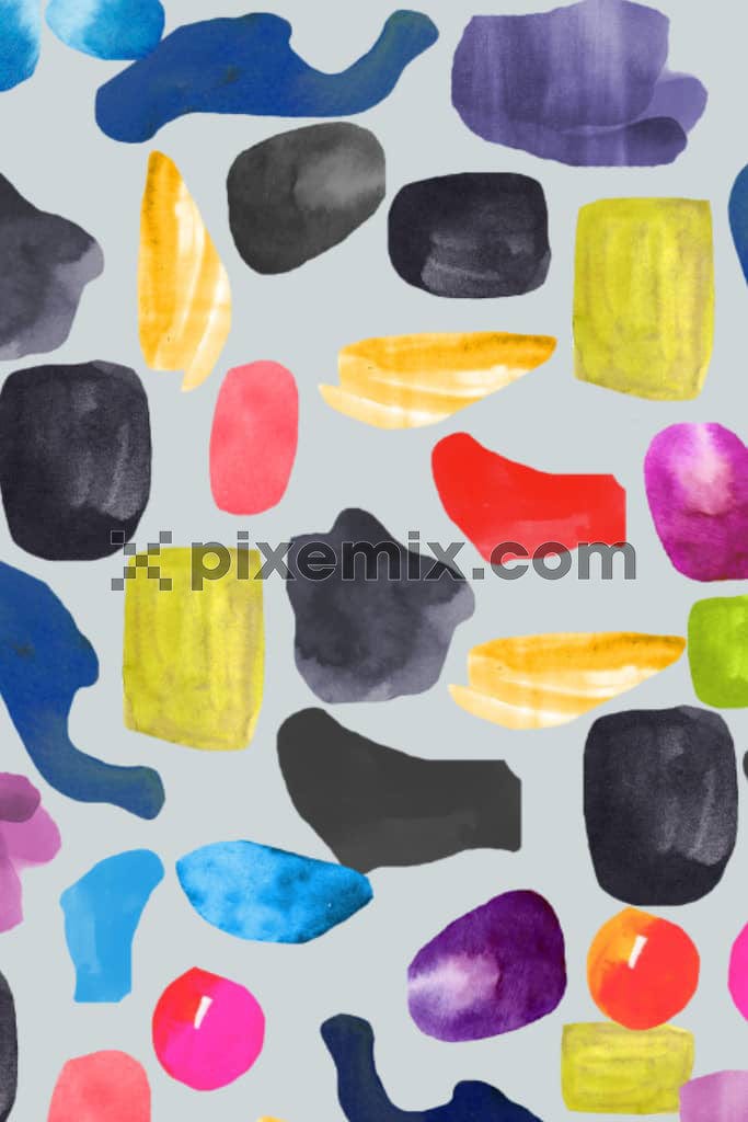 Watercolor gemstones crystals product graphic with seamless repeat pattern