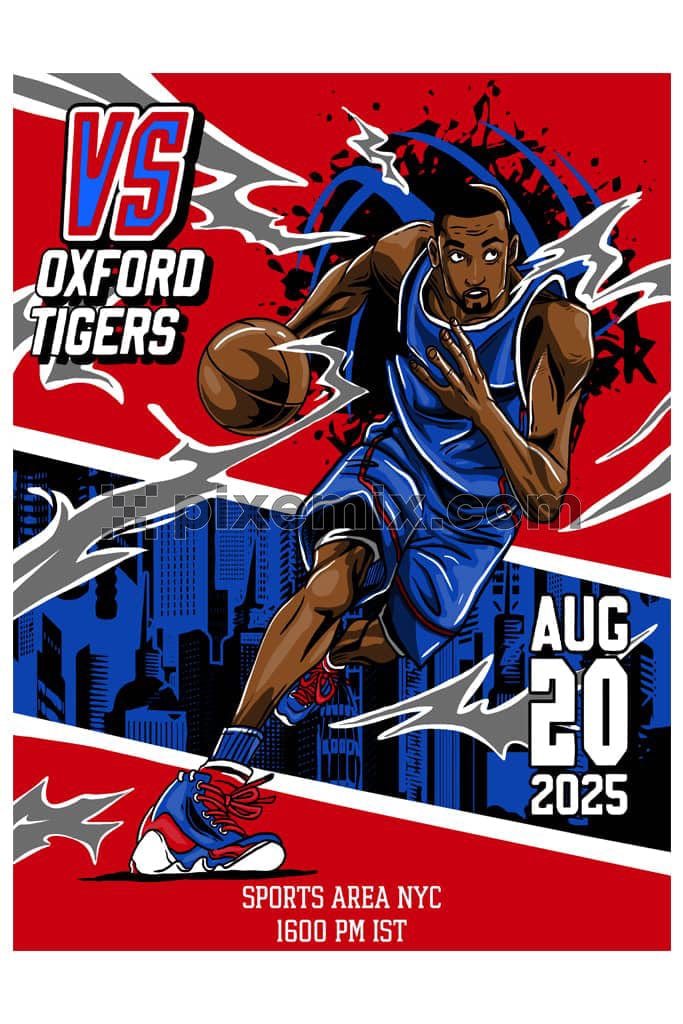 Basketball player illustration with typography product graphic