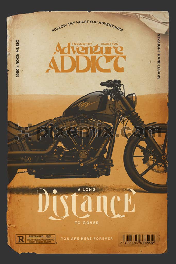 Adventure art inspired bike with typography product graphic