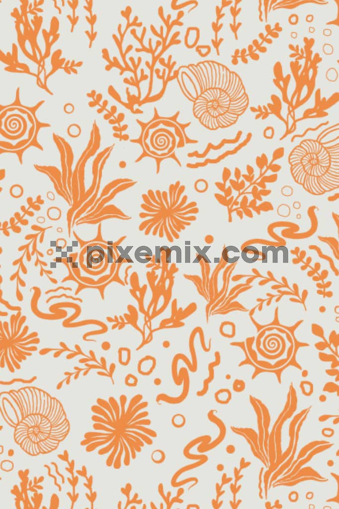 Nautical plant product graphic with seamless repeat pattern