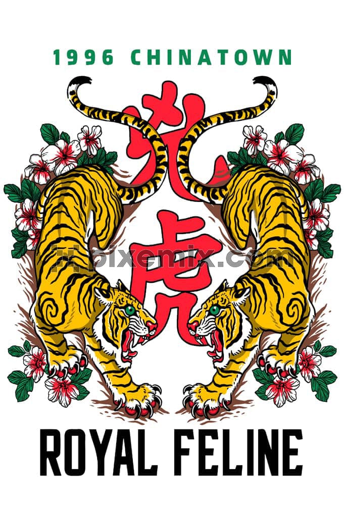 Oriental tiger with typography product graphic