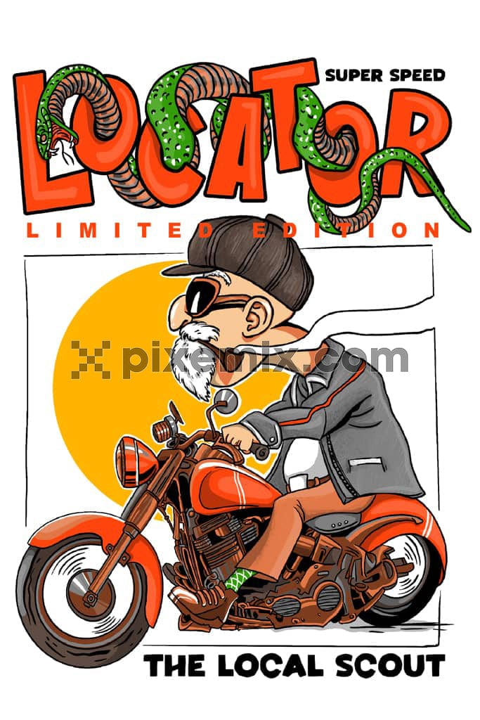 Vintage biker with typography product graphic