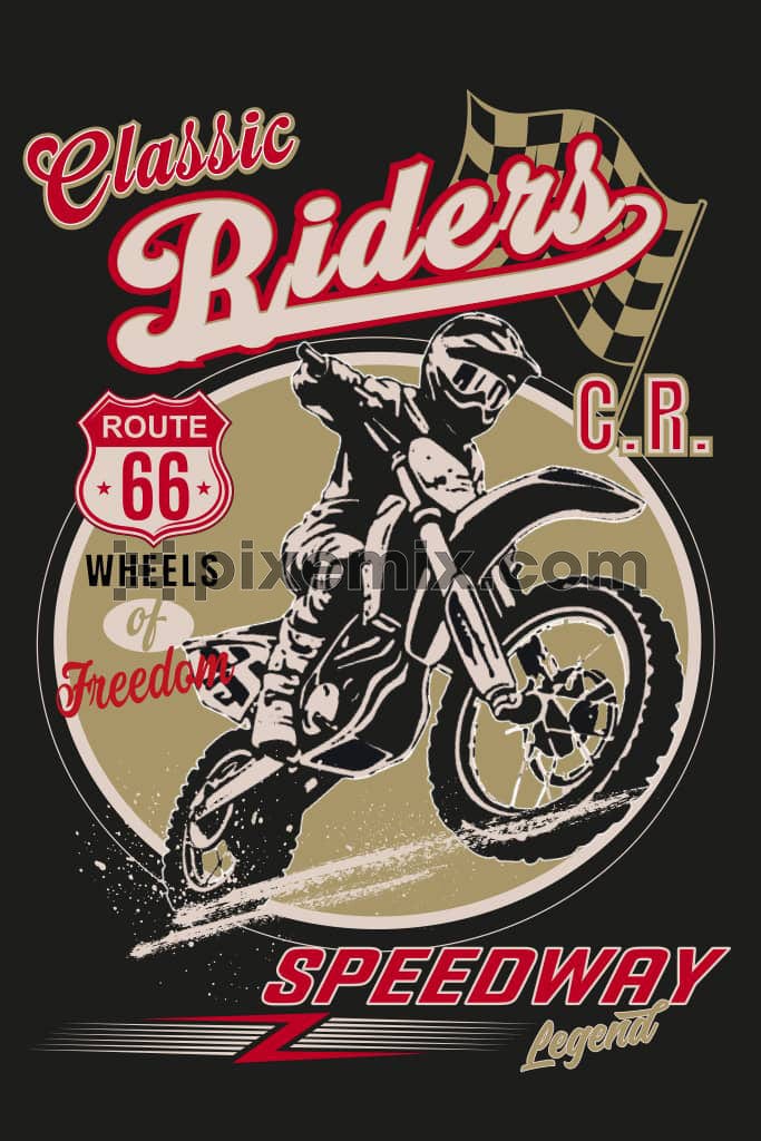 Vector biker with typography product graphic