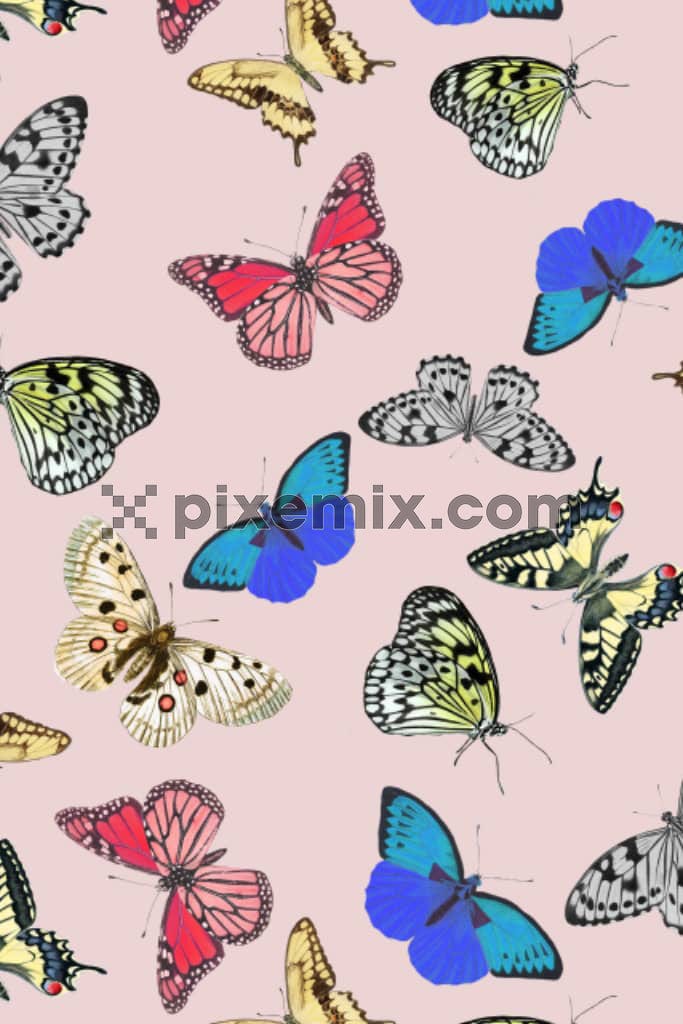 Digital butterfly product graphic with seamless repeat pattern