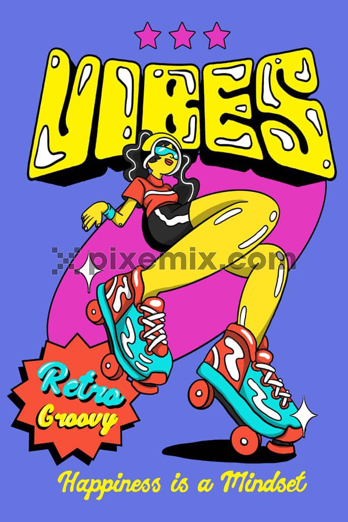 Skater girl with abstract typographic product graphic