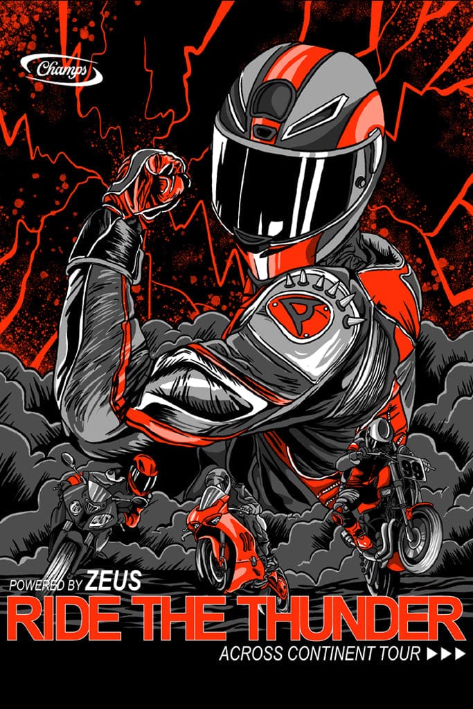 Sports biker with typography product graphic