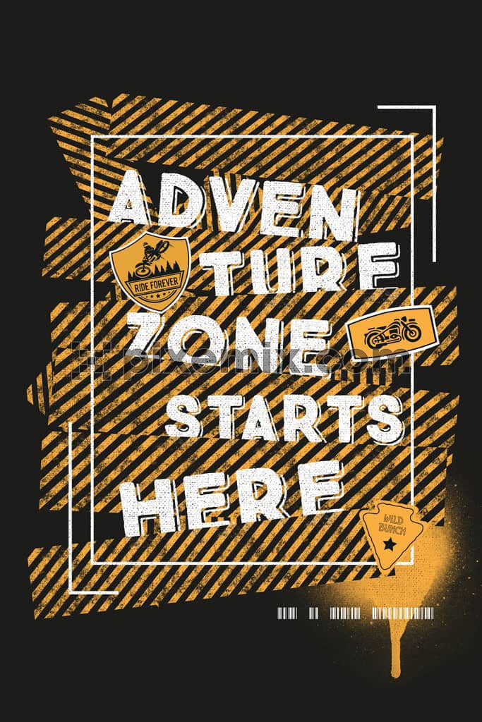 A handmade artwork about adventure with grunge effect and typography.