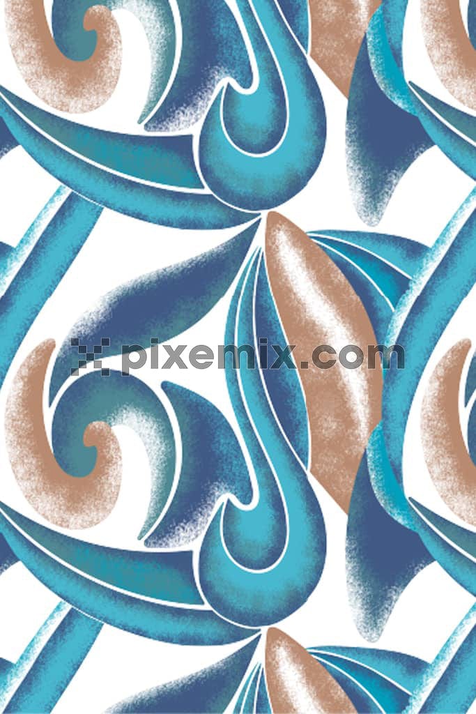 A handmade traditional abstract illustration with a texture in a seamless repeating pattern.