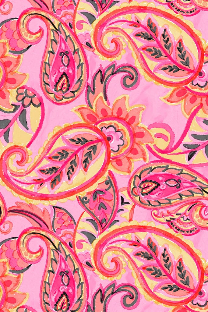 A hand made illustration featuring Watercolour art inspired hand drawn paisley print with vibrant colours.