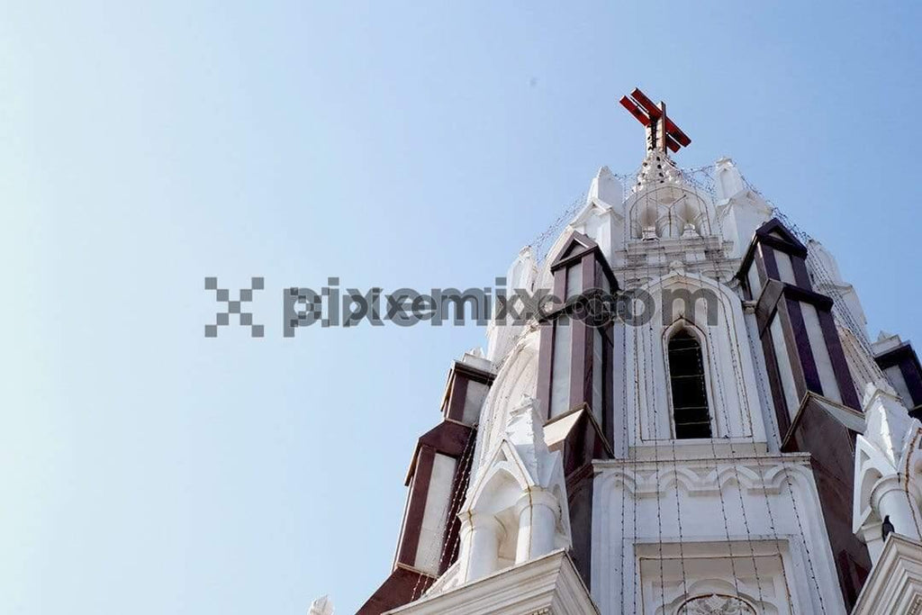 Perspective image of front fascade of st.marys basilica, bangalore