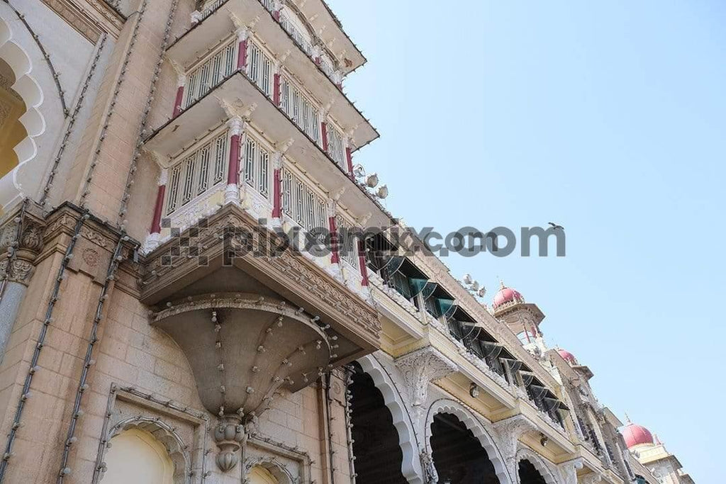 Image showing detailed side balconies of mysore palace