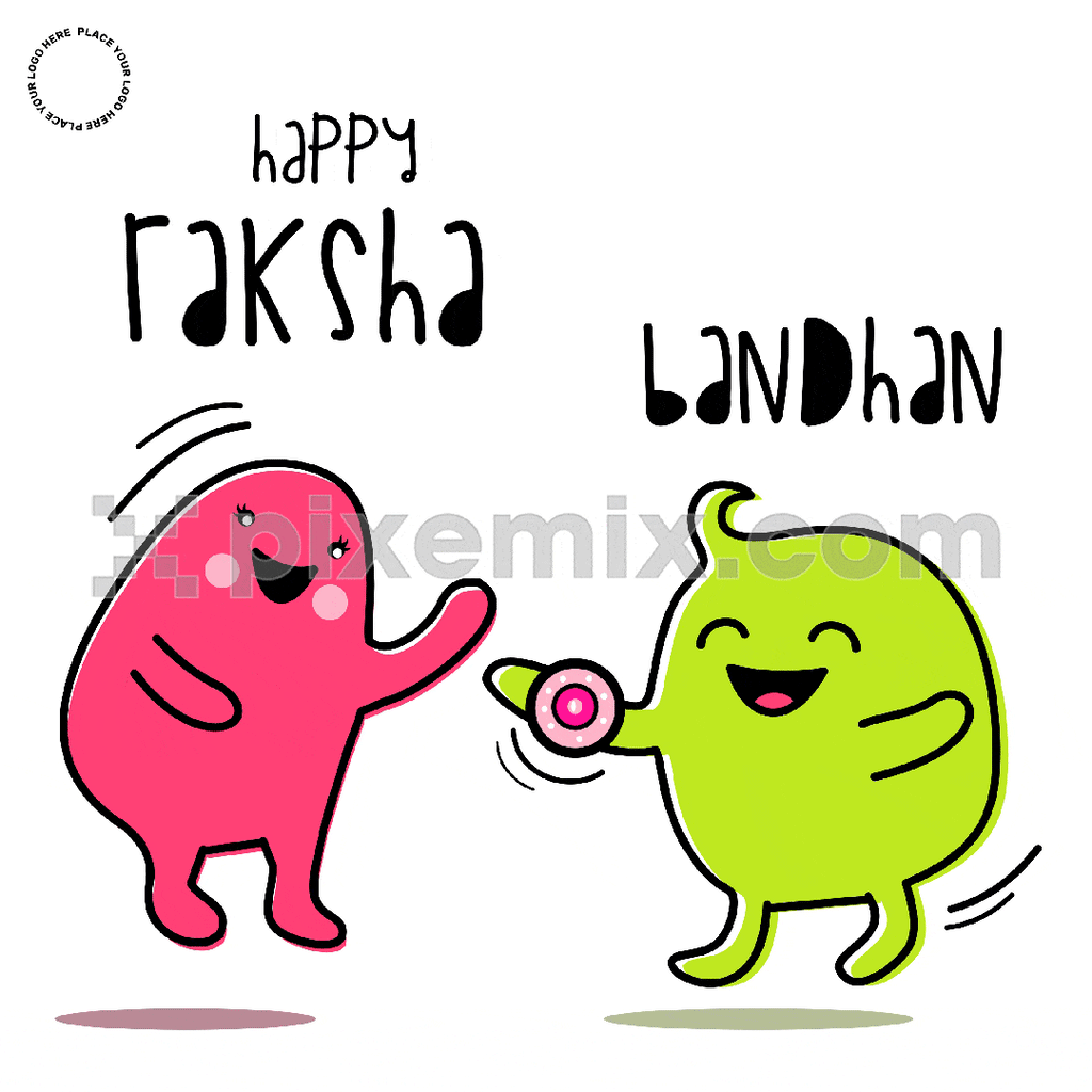 Cute cartoon Raksha bandhan love social media GIF post