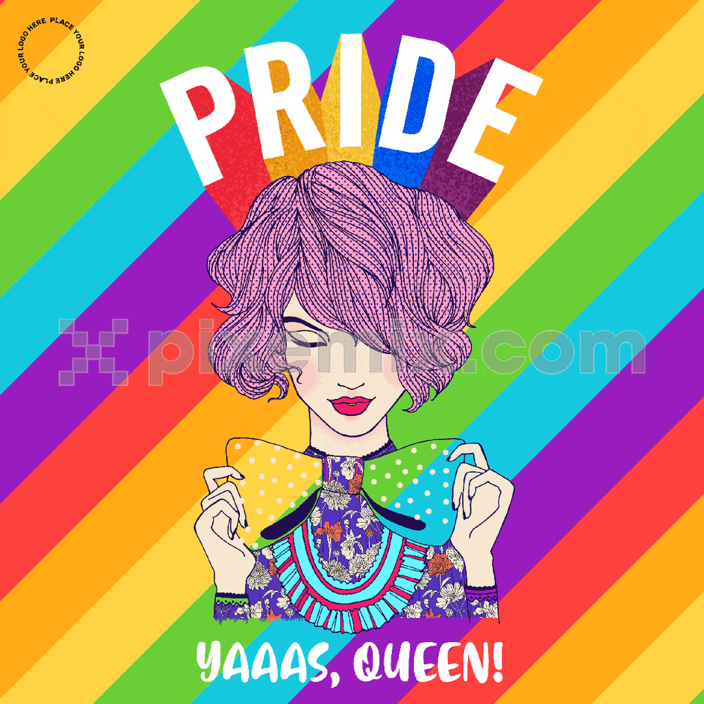 Colourful pride queen girl social media GIF post