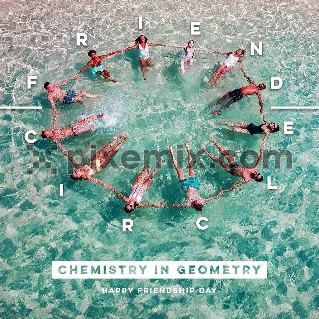 Friends chemistry at beach social media static post
