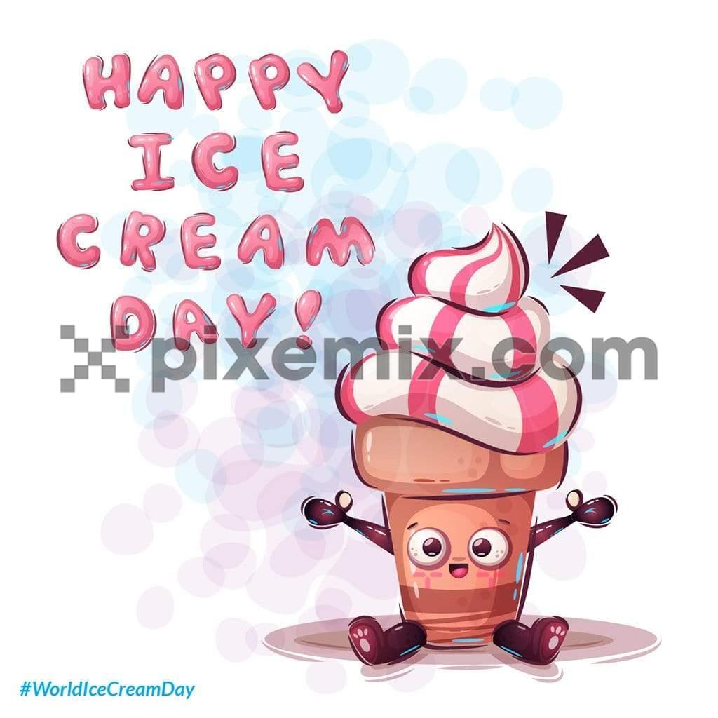 Cute cartoon happy icecream social media static post