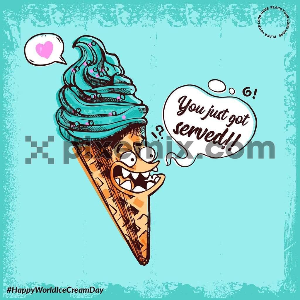 Doodled icecream love social media static post