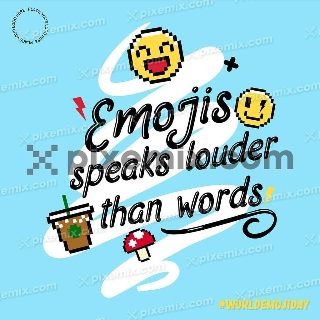 Pixel emoji with typography social media static post