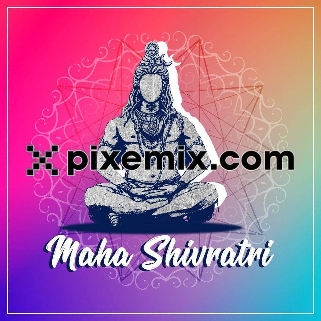 Lord shiva cut out silhouette with geometric shapes and patterns behind social media static post
