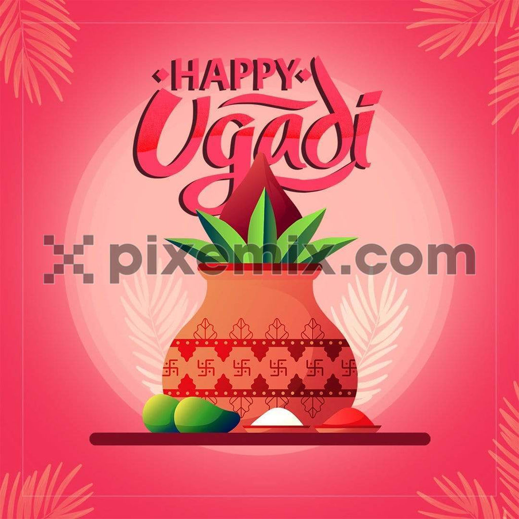 Ugadi with decorated kalash social media static post