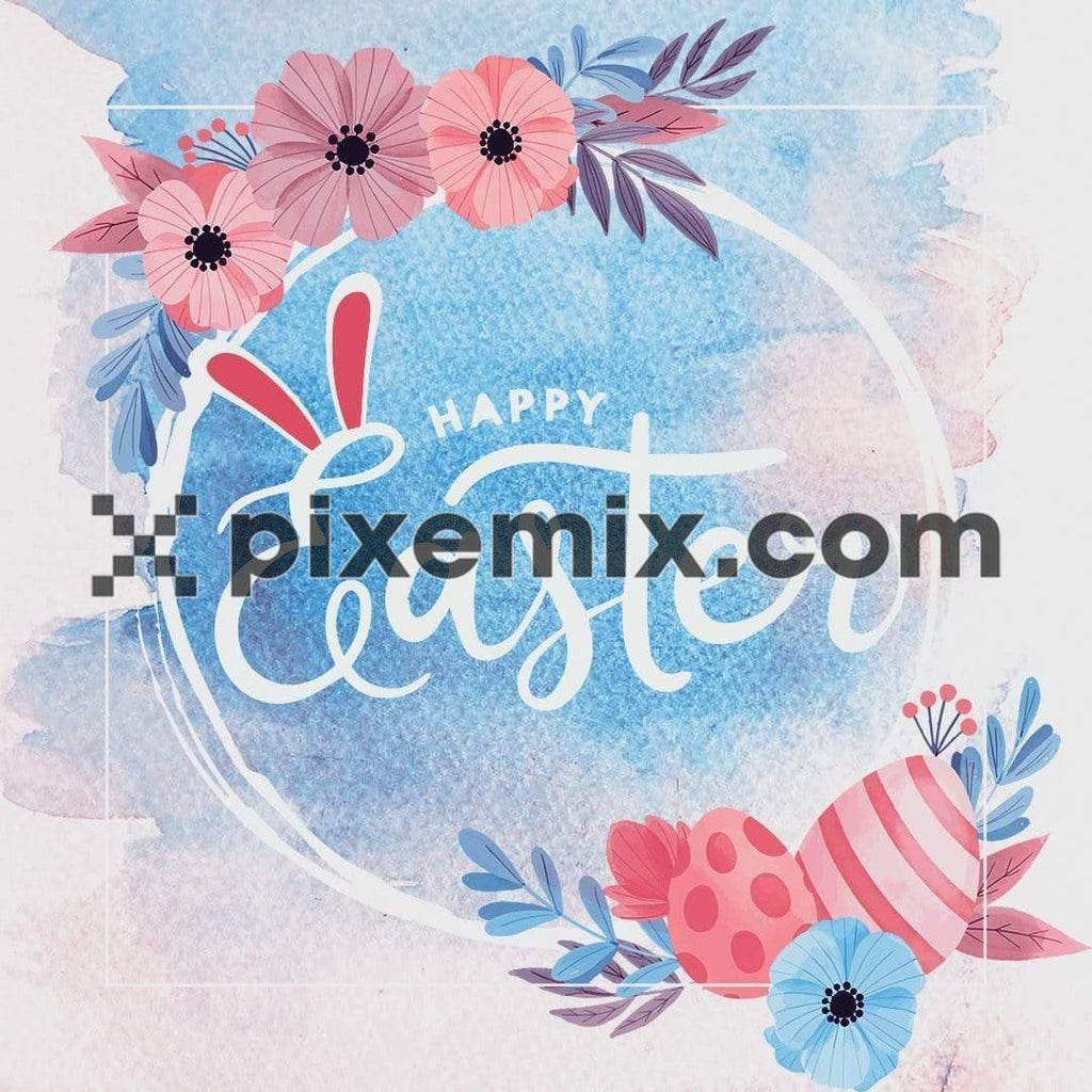 Happy easter wishes with florals social media static post