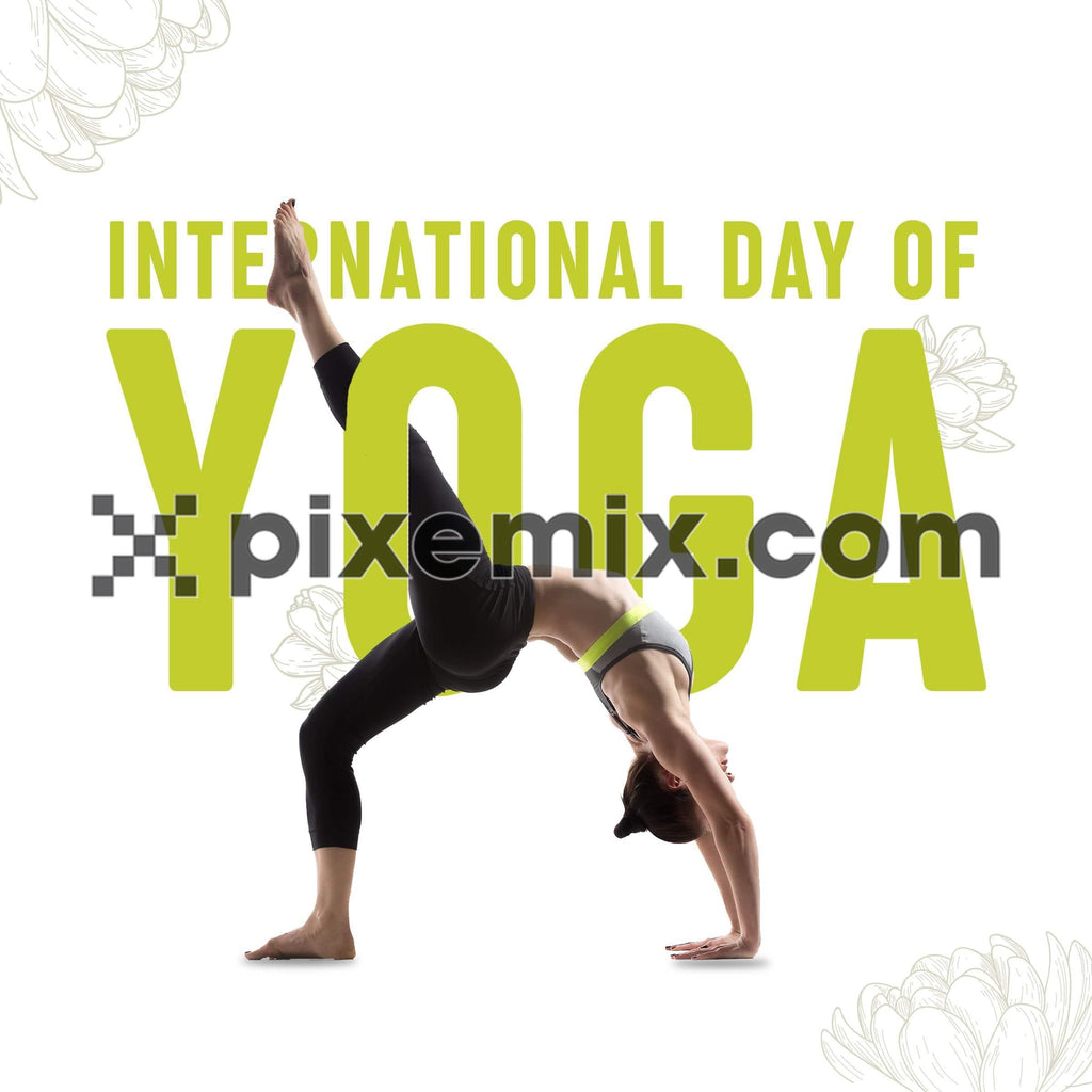 International day of yoga , yoga body posture with typography social media static post