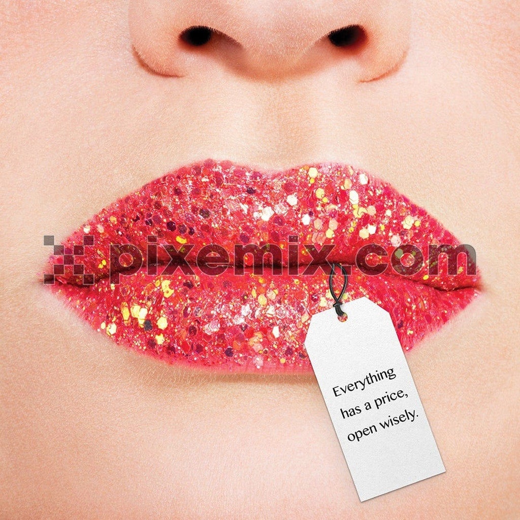 Mouth with price tage social media static post